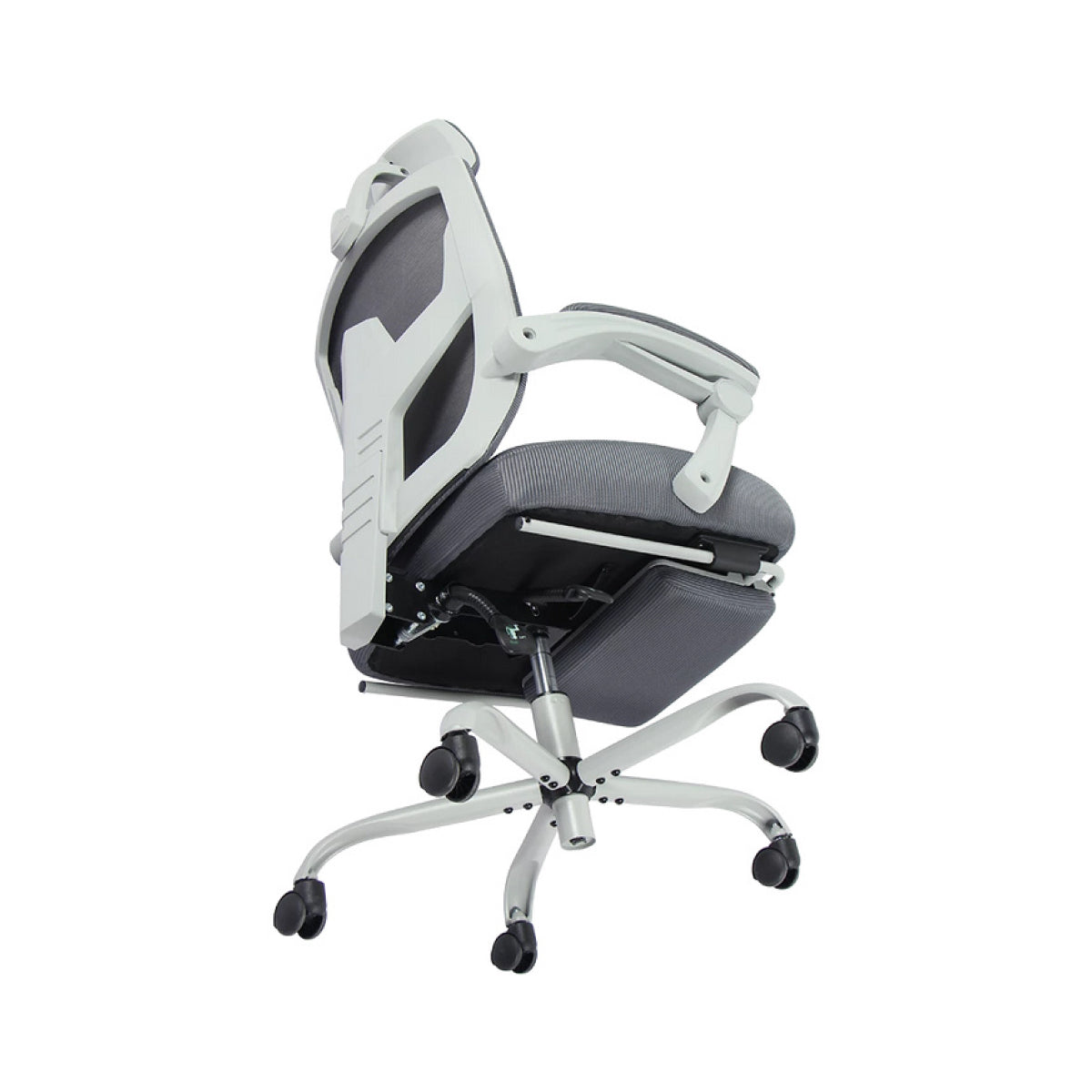 Silla Gamer Balam Rush Bolt Nou W BR-940559 – Ergonómica, Reclinable 150°, Soporte 120kg, Color Gris/Blanco