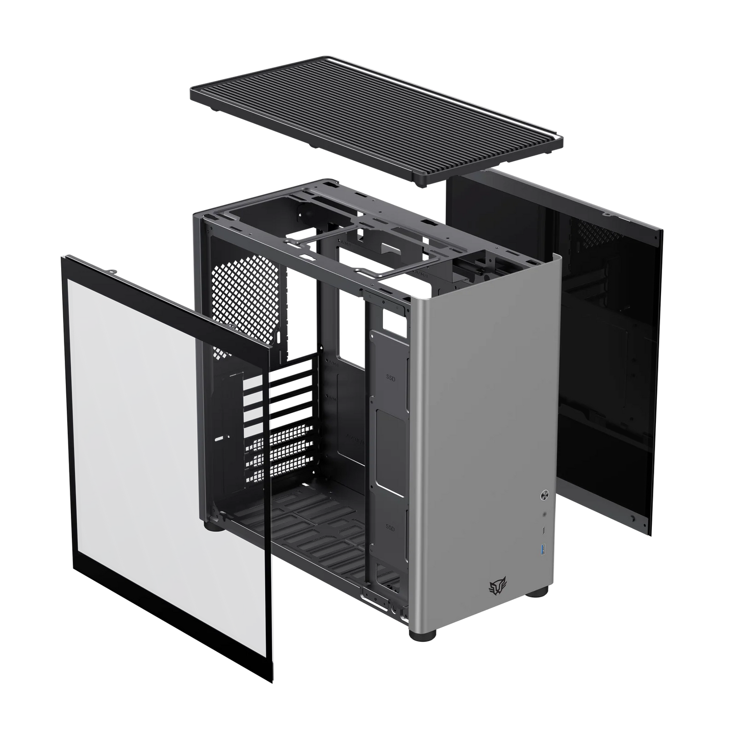 Gabinete Balam Rush Eris Special GM985 BR-935654 – Media Torre, Cristal Templado, ATX/Micro-ATX, USB 3.0, Tira LED Frontal, gris