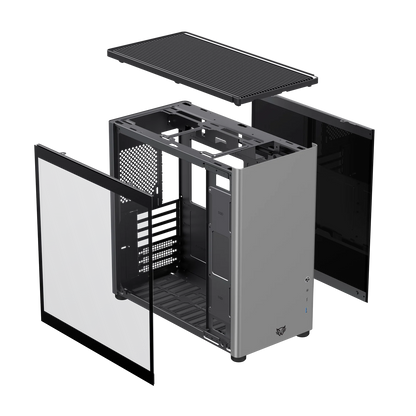 Gabinete Balam Rush Eris Special GM985 BR-935654 – Media Torre, Cristal Templado, ATX/Micro-ATX, USB 3.0, Tira LED Frontal, gris