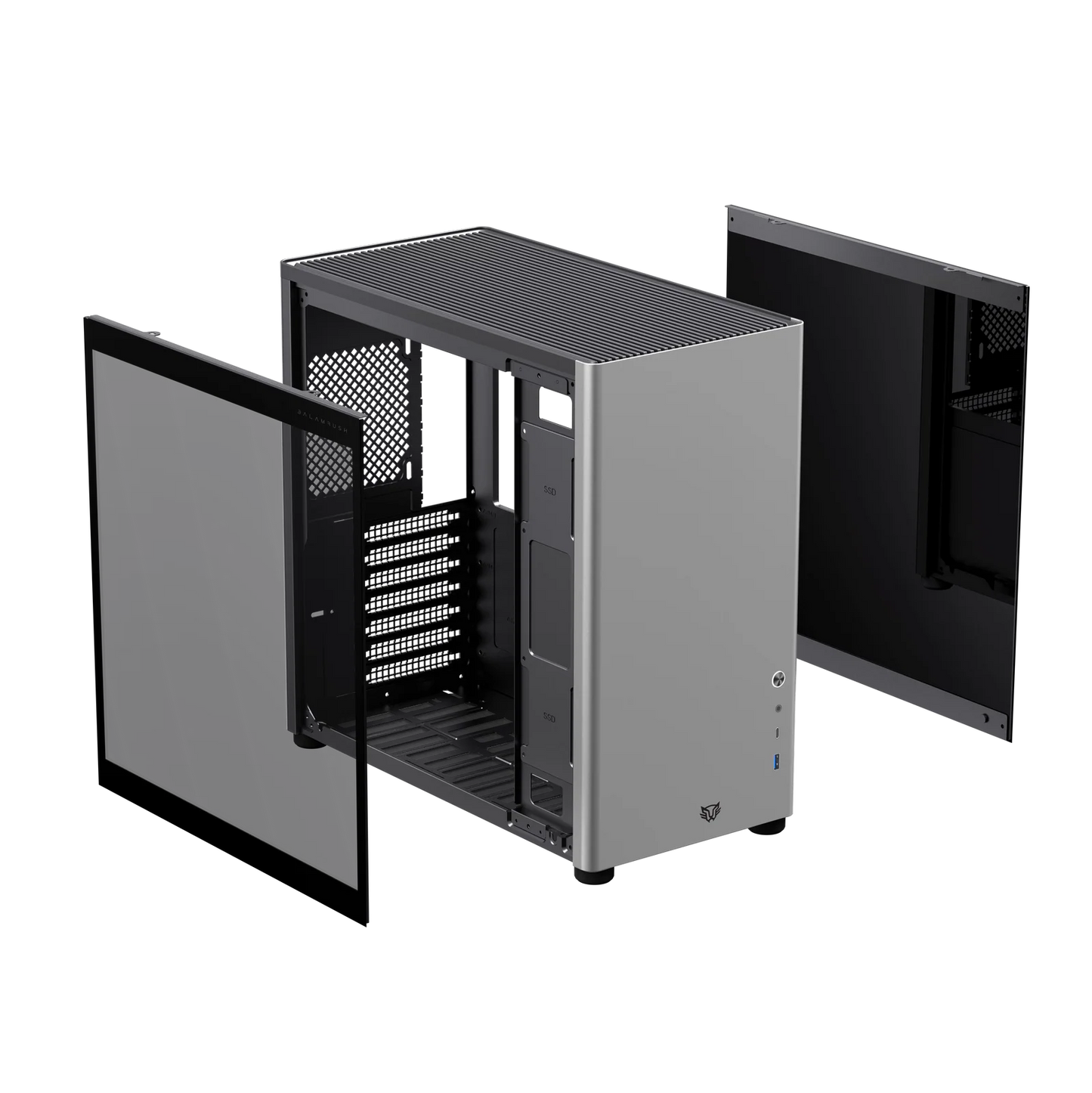 Gabinete Balam Rush Eris Special GM985 BR-935654 – Media Torre, Cristal Templado, ATX/Micro-ATX, USB 3.0, Tira LED Frontal, gris