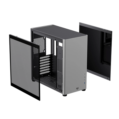 Gabinete Balam Rush Eris Special GM985 BR-935654 – Media Torre, Cristal Templado, ATX/Micro-ATX, USB 3.0, Tira LED Frontal, gris