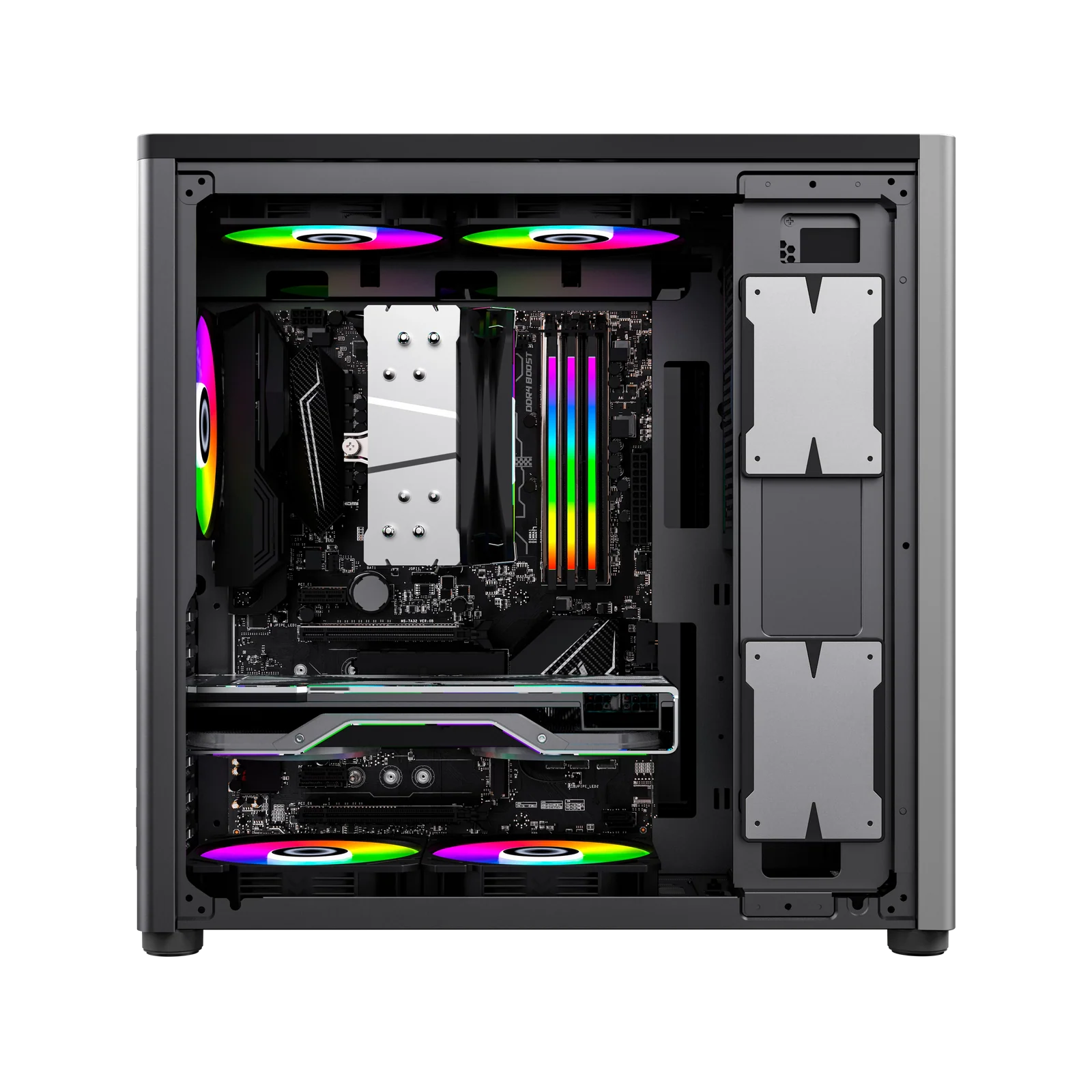 Gabinete Balam Rush Eris Special GM985 BR-935654 – Media Torre, Cristal Templado, ATX/Micro-ATX, USB 3.0, Tira LED Frontal, gris
