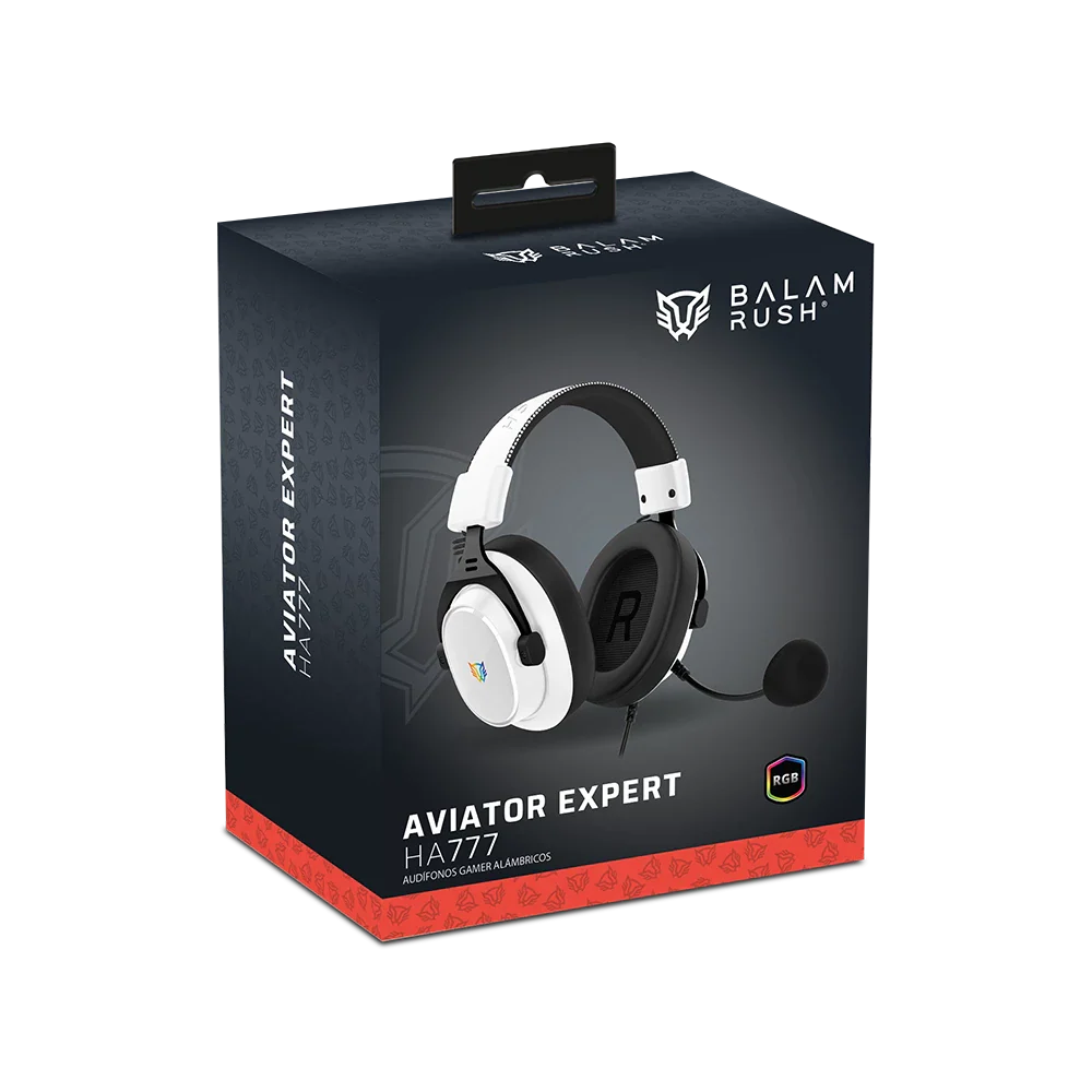Audífonos Gamer Balam Rush Aviator Expert HA777 Blanco