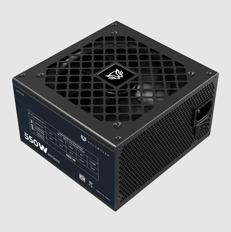 Fuente de Poder Gamer Balam Rush GR Burst GR550B (BR-937696) - Certificación 80 Plus Bronze, 550W, Factor de Forma ATX, No Modular y Bajo Nivel de Ruido con 5 Años de Garantía (Color Negro)