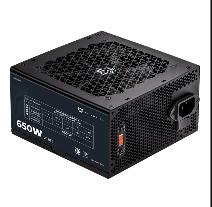 Fuente de Poder Gamer Balam Rush Pulsar 650PR (BR-937719) - Certificación 80 Plus White, 650W, Factor de Forma ATX, No Modular y Bajo Nivel de Ruido con 5 Años de Garantía (Color Negro)
