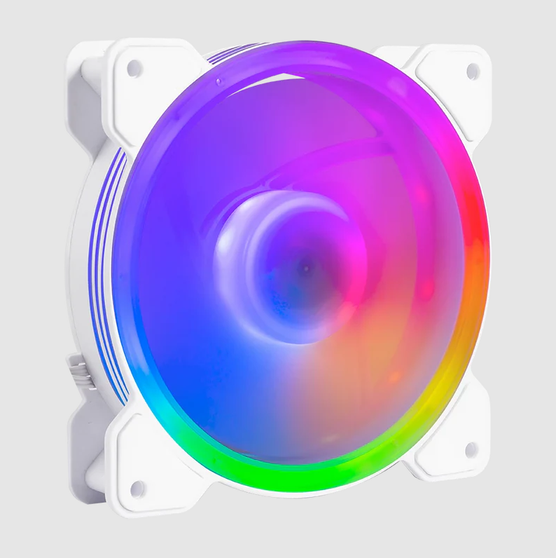 Kit de Ventiladores Balam Rush Eolox Blaze EX50KW (BR-937993) - Pack de 3 Piezas de 120mm, Flujo de Aire de 28.76 CFM, 1500 RPM, Iluminación RGB y Diseño Silencioso (Color Blanco)
