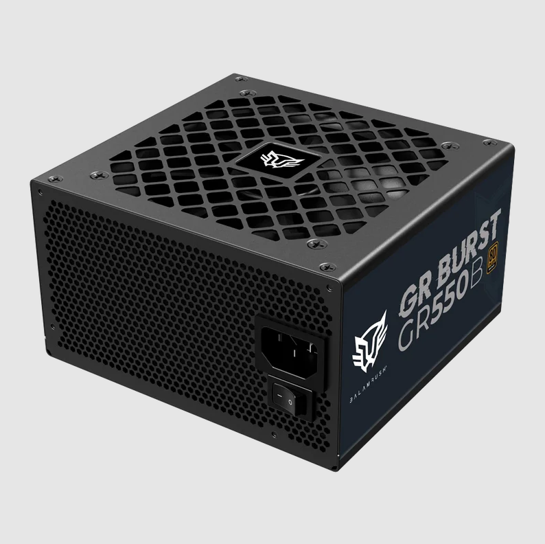 Fuente de Poder Gamer Balam Rush GR Burst GR550B (BR-937696) - Certificación 80 Plus Bronze, 550W, Factor de Forma ATX, No Modular y Bajo Nivel de Ruido con 5 Años de Garantía (Color Negro)