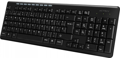 Teclado Acteck Inspire TI215 (AC-913973) - Conexión Inalámbrica por Receptor USB, Funciones Multimedia y Distribución de 114 Teclas en Español (Color Negro)