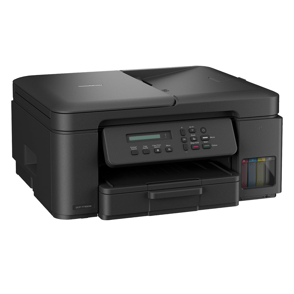 Multifuncional Tinta Continua Brother DCPT730DW, impresión dúplex, 27 ppm negro/23 ppm color, USB 2.0, Wifi 2.4/5Ghz, cama plana color tamaño carta