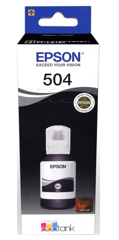 Cartucho Epson modelo T504 Negro, para L4150, L4160, L6161, L6171, L6191