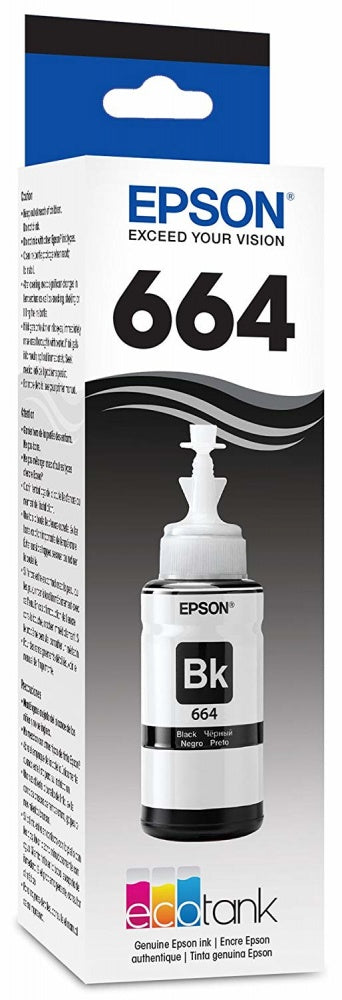Cartucho Epson modelo 664 Negro, para L110, L200, L210, L350, L355, L555, L300, L1300