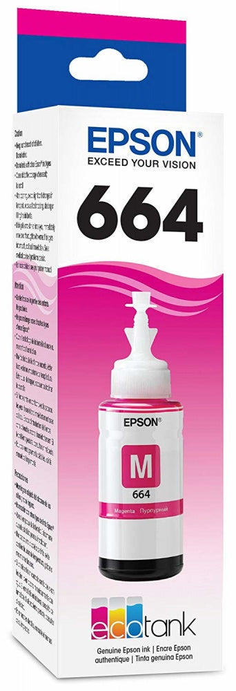 Cartucho Epson modelo 664 Magenta, para L110, L200, L210, L350, L355, L555, L300, L1300