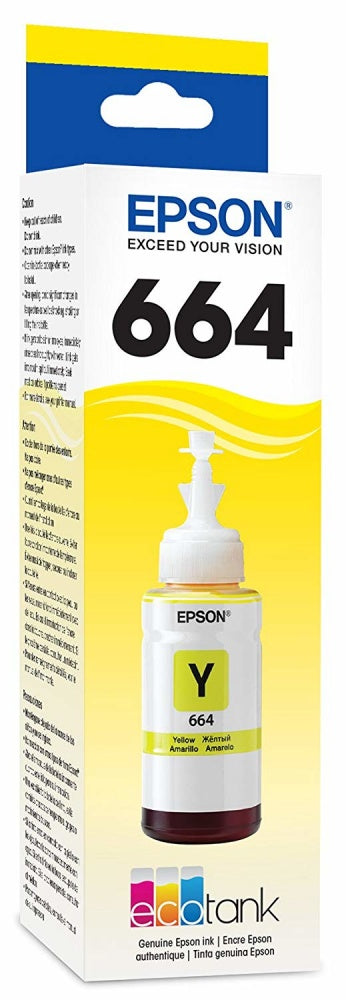 Cartucho Epson modelo 664 Amarillo, para L110, L200, L210, L350, L355, L555, L300, L1300