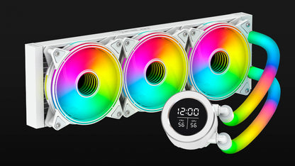 Enfriamiento Líquido ARGB Ocelot Gaming Polar Wave 360 White - Radiador de 360mm, Alto Flujo de 70 CFM, 1800 RPM y Compatibilidad Intel/AMD (Color Blanco)