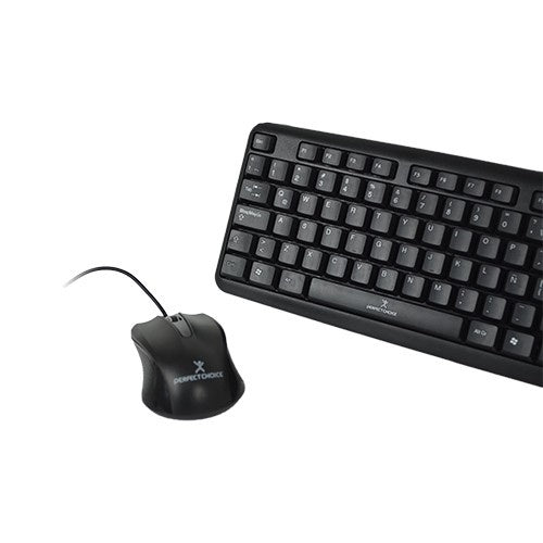Kit de Teclado y Mouse Alámbrico Perfect Choice - Conexión por Conector USB (Color Negro)