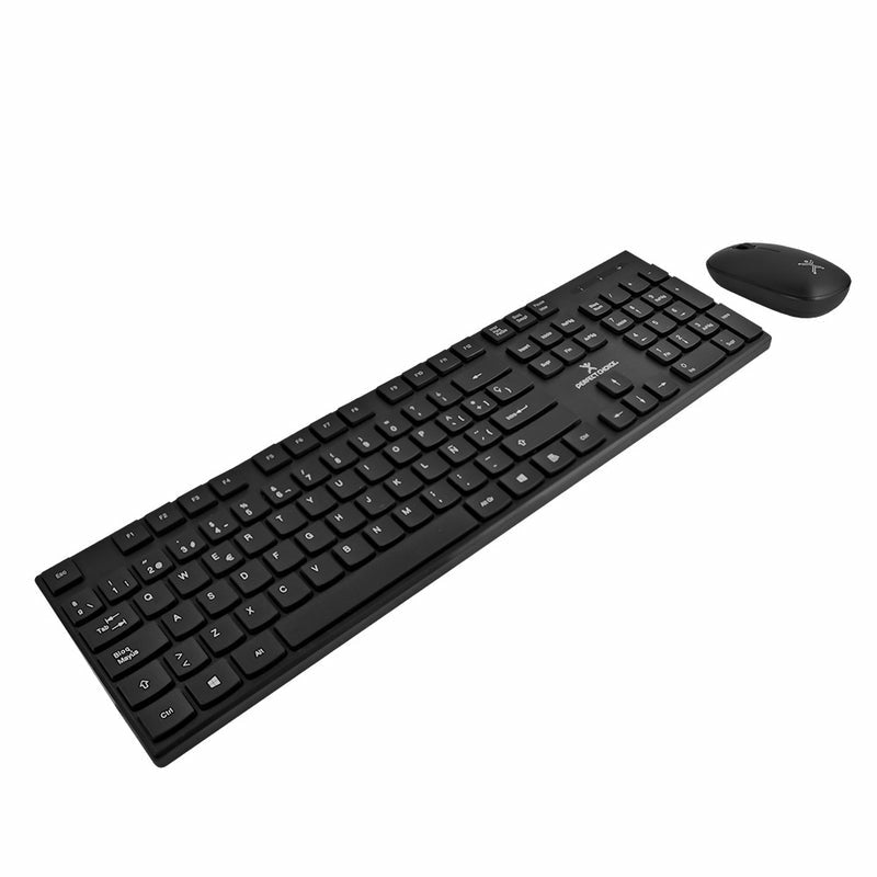 Kit de Teclado y Mouse Inalámbricos Perfect Choice Dust - Conexión por Receptor USB, Diseño Resistente a Derrames y Teclas Silenciosas (Color Negro)