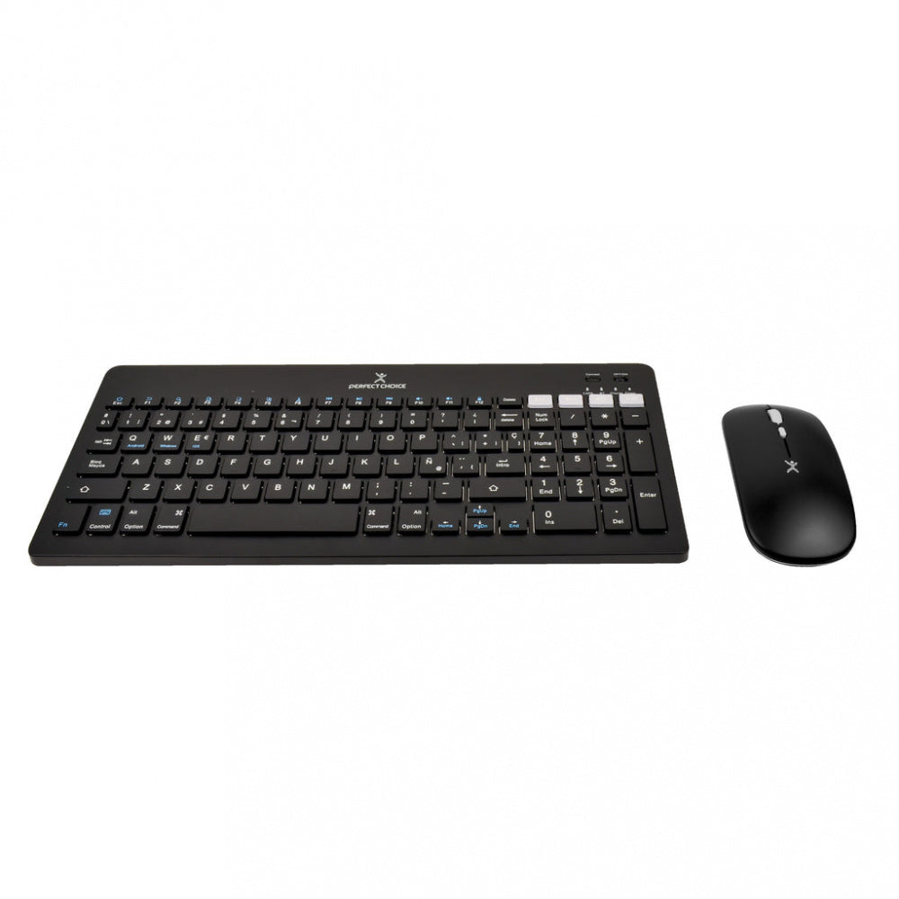 Kit de Teclado y Mouse Perfect Choice Zebrary - Conexión Inalámbrica, Recargable y Diseño Compacto (Color Negro)