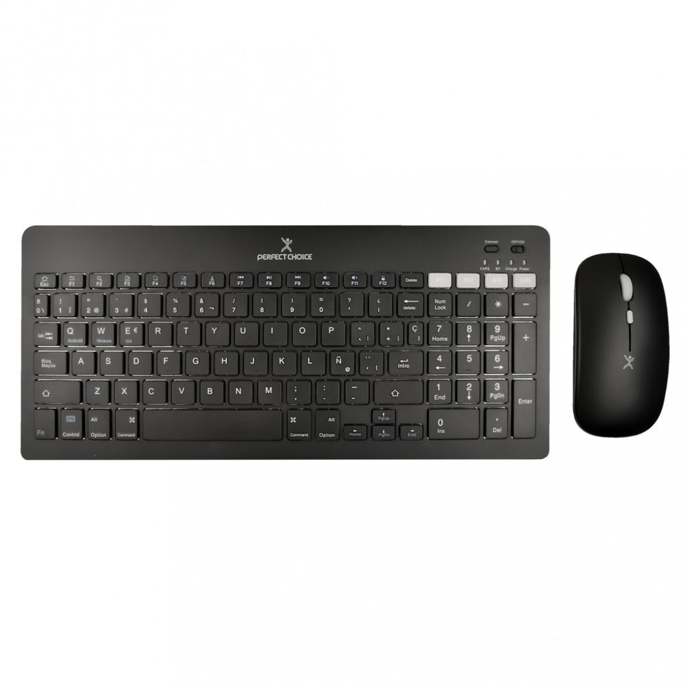 Kit de Teclado y Mouse Perfect Choice Zebrary - Conexión Inalámbrica, Recargable y Diseño Compacto (Color Negro)