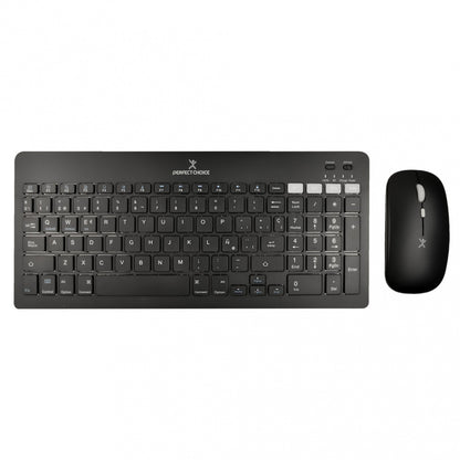 Kit de Teclado y Mouse Perfect Choice Zebrary - Conexión Inalámbrica, Recargable y Diseño Compacto (Color Negro)