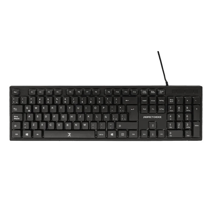 Kit 3 en 1 Perfect Choice - Teclado, Mouse y Diadema con Micrófono Integrado, Conexión Alámbrica (USB / 3.5 mm), Color Negro