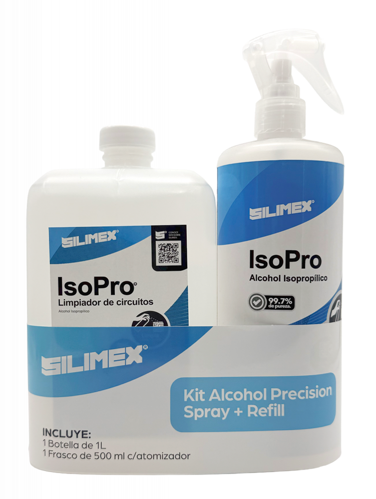 Kit SILIMEX Alcohol Isopropílico Refill 1 Litro + Mini Trigger Precision Spray 500 ml para Limpieza Electrónica Profesional