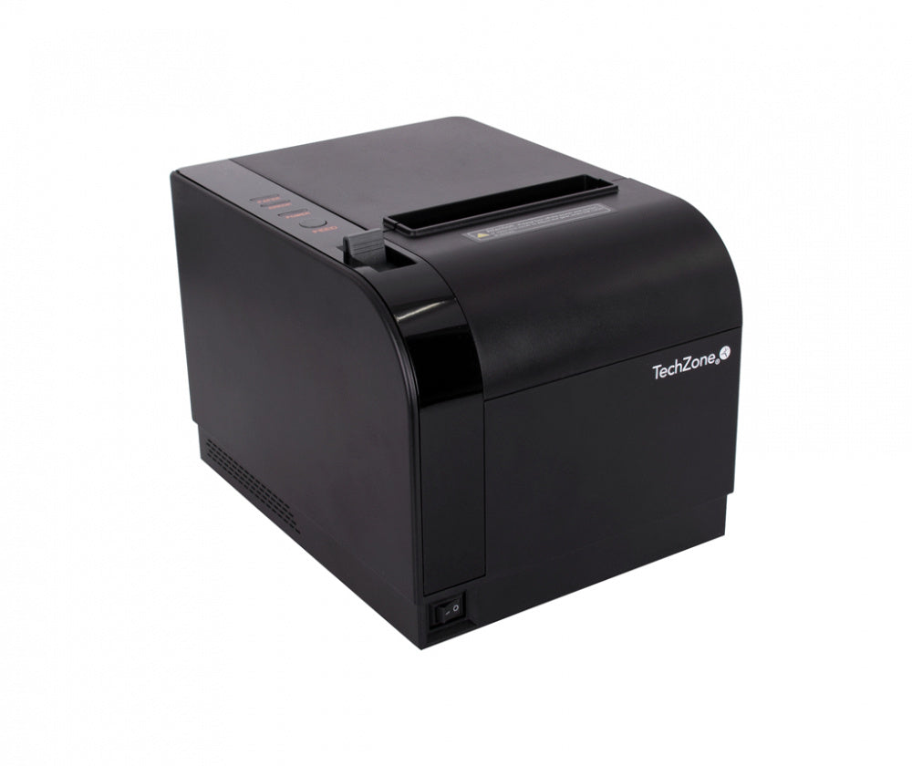 Impresora termica TechZone TZBE301 de 80mm, vel de 300mm/s, 576 DPI´s, USB-SERIAL-RJ45-RJ11, cortador automatico, 1 año de garantía