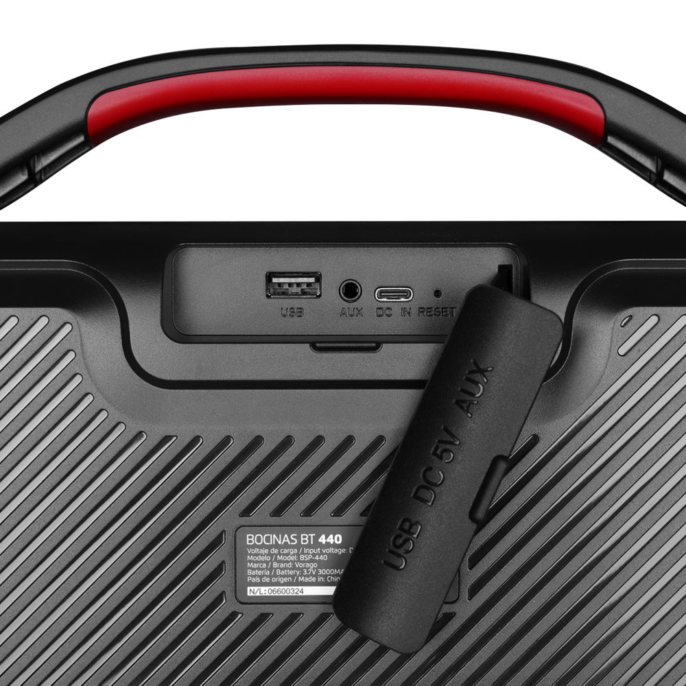 Bocina Vorago BSP-440 Bluetooth / USB / RGB / TWS 20W RMS IPX5