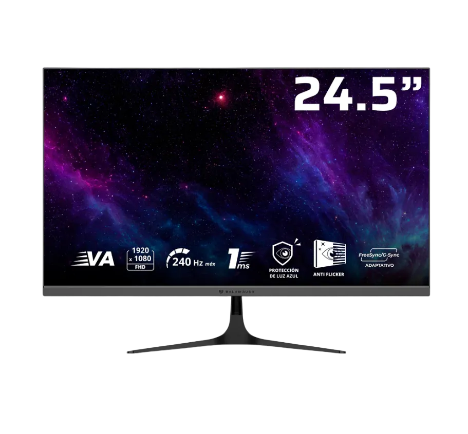 MONITOR GAMER BALAM RUSH COSMOS EDGE MCE245P / 24.5 PULG / PLANO / LED / 240 HZ / VESA 75 X 75 MM / 1 MS / BOCINAS DE 3W / AJUSTE DE INCLINACION / NEGRO / BR-944113