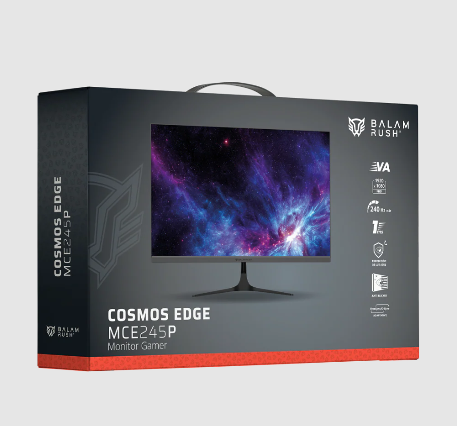 MONITOR GAMER BALAM RUSH COSMOS EDGE MCE245P / 24.5 PULG / PLANO / LED / 240 HZ / VESA 75 X 75 MM / 1 MS / BOCINAS DE 3W / AJUSTE DE INCLINACION / NEGRO / BR-944113