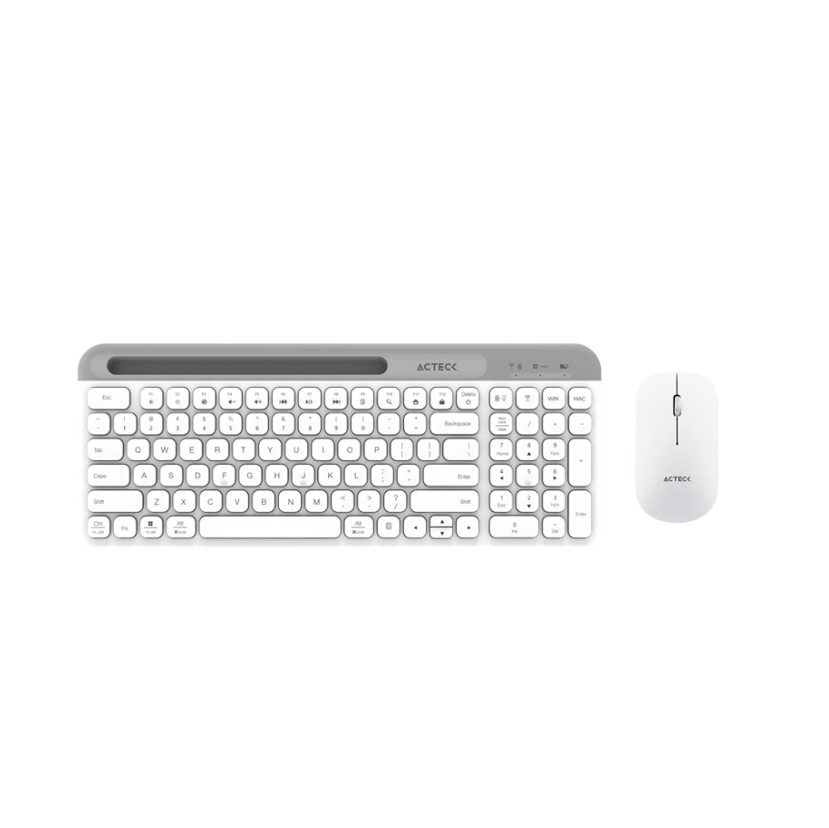 Kit Acteck Creator Virtuos Silk MK720 (AC-936262) Teclado y Mouse Inalámbricos con Conexión Dual (Bluetooth y USB), Recargables, Hasta 4000 DPI (Color Blanco)