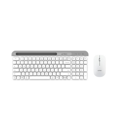 Kit Acteck Creator Virtuos Silk MK720 (AC-936262) Teclado y Mouse Inalámbricos con Conexión Dual (Bluetooth y USB), Recargables, Hasta 4000 DPI (Color Blanco)