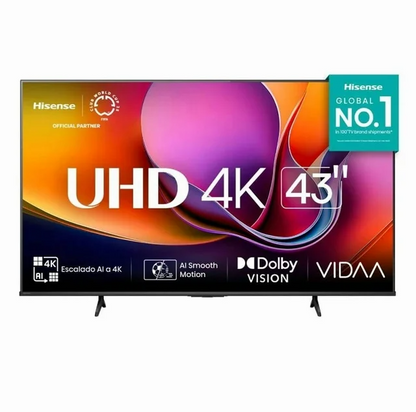 TELEVISION 43 PULGADAS LED HISENSE 43A65NV SMART VIDAA TV, UHD 4K, DOLBY VISION, DTS VIRTUAL X, WIFI