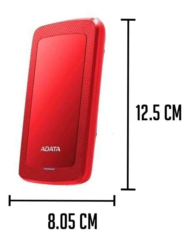 Disco Duro Externo ADATA HV300, 2 TB, USB 3.2 Gen1, 2.5 pulgadas, Rojo