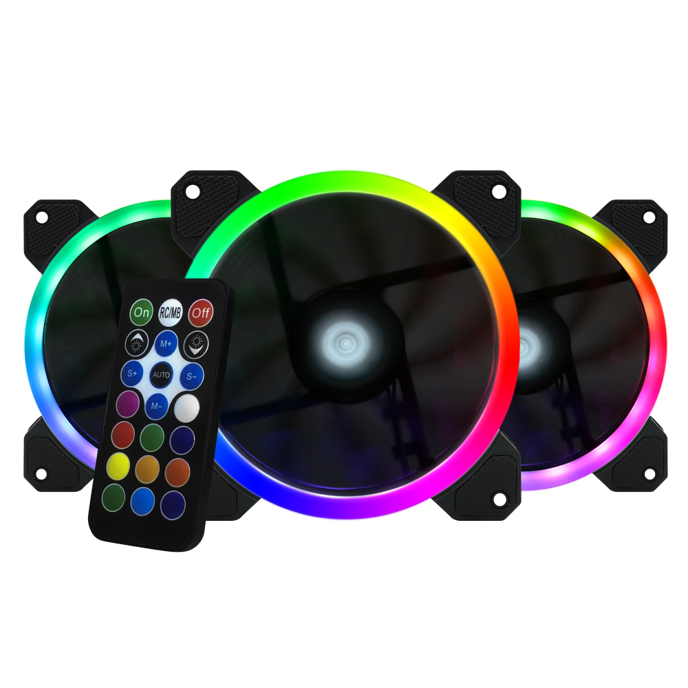 Kit de 3 Ventiladores + 2 Tiras LED RGB