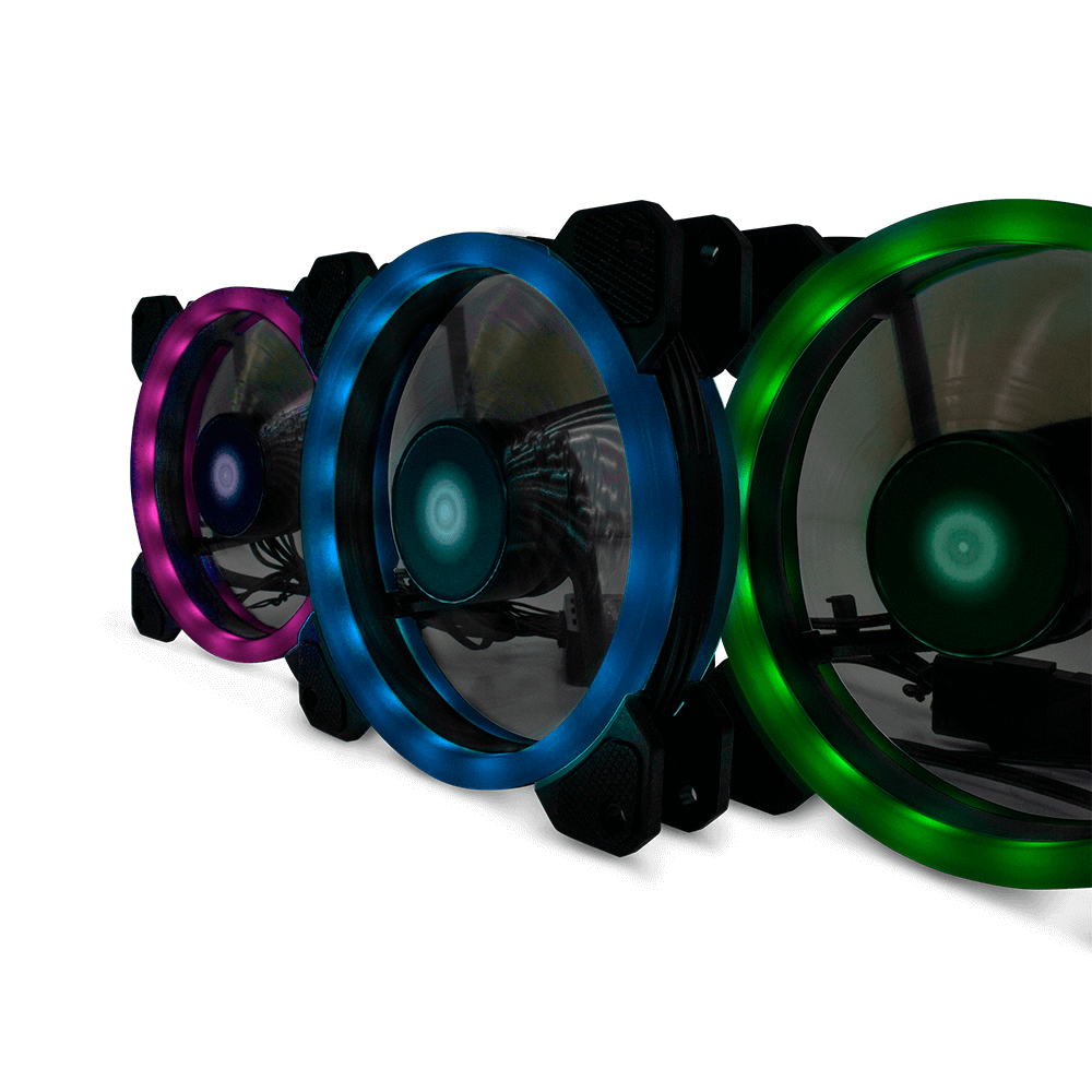 Kit de 3 Ventiladores + 2 Tiras LED RGB