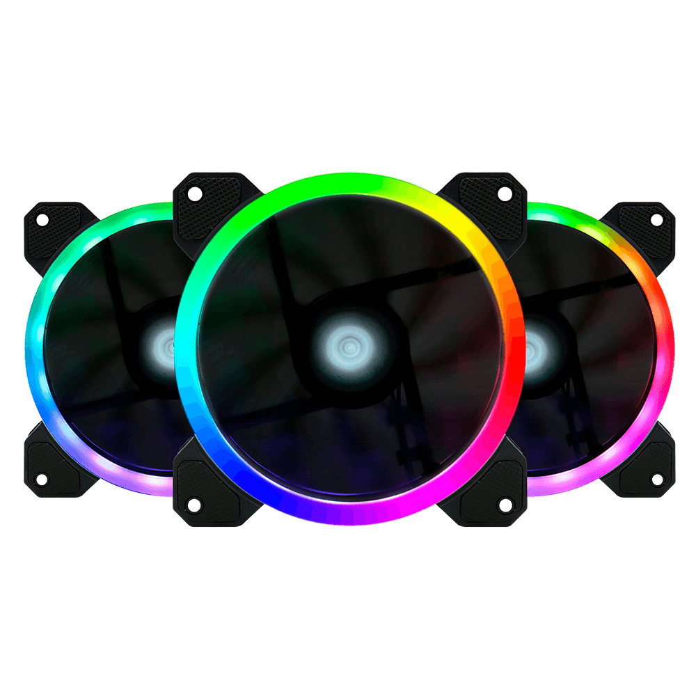 Kit de 3 Ventiladores + 2 Tiras LED RGB