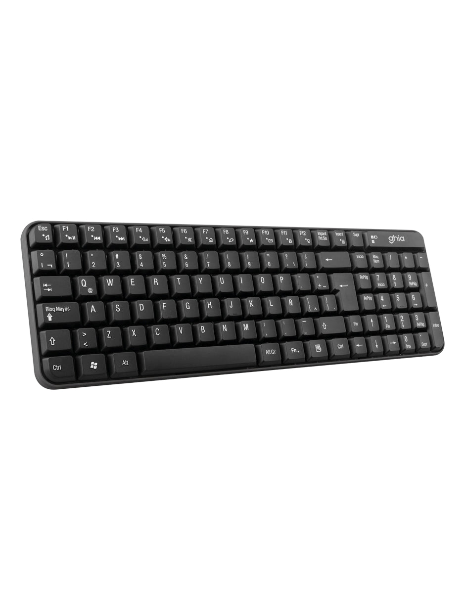 COMBO TECLADO MULTIMEDIA Y MOUSE OPTICO GHIA / GT4000BB / INALAMBRICO / RECEPTOR USB / NEGRO
