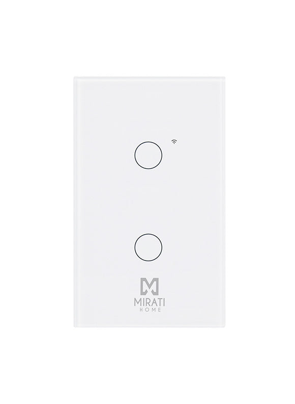 Apagador Inteligente de Pared MIRATI con 2 Interruptores Touch, WiFi y Control por Voz
