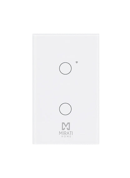 Apagador Inteligente de Pared MIRATI con 2 Interruptores Touch, WiFi y Control por Voz