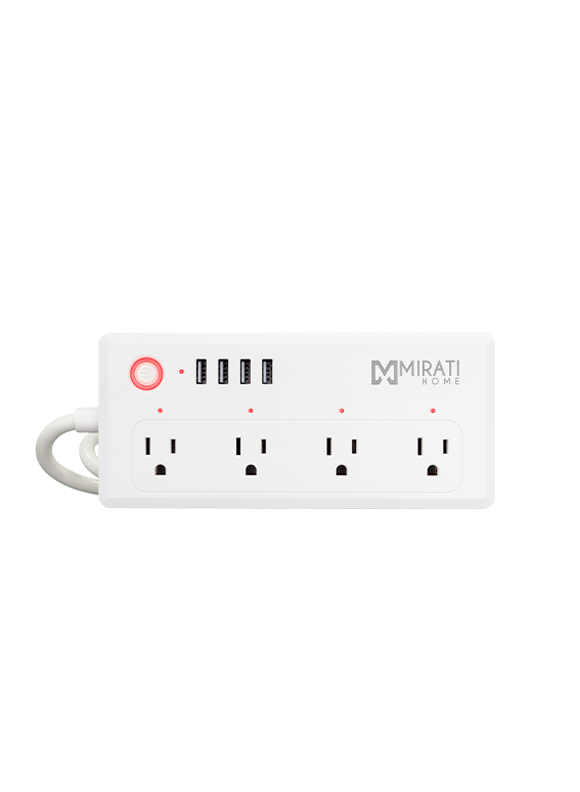 Multicontacto Inteligente MIRATI con 4 Contactos, 4 USB, WiFi 2.4 GHz y 1800W Color Blanco
