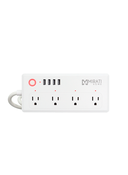Multicontacto Inteligente MIRATI con 4 Contactos, 4 USB, WiFi 2.4 GHz y 1800W Color Blanco