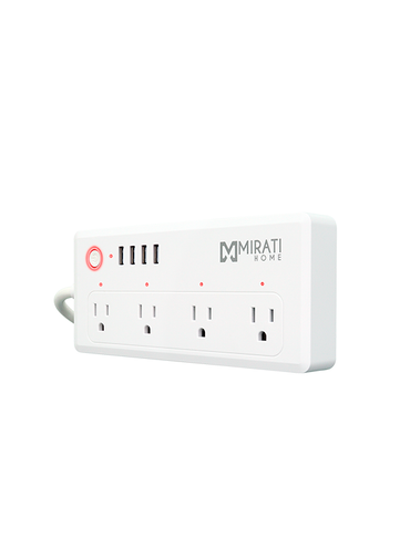 Multicontacto Inteligente MIRATI con 4 Contactos, 4 USB, WiFi 2.4 GHz y 1800W Color Blanco