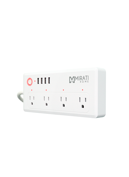 Multicontacto Inteligente MIRATI con 4 Contactos, 4 USB, WiFi 2.4 GHz y 1800W Color Blanco