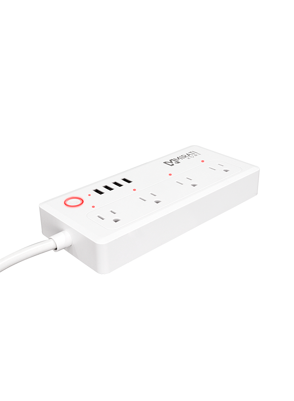 Multicontacto Inteligente MIRATI con 4 Contactos, 4 USB, WiFi 2.4 GHz y 1800W Color Blanco