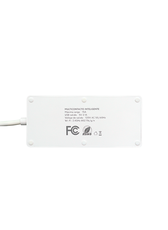 Multicontacto Inteligente MIRATI con 4 Contactos, 4 USB, WiFi 2.4 GHz y 1800W Color Blanco