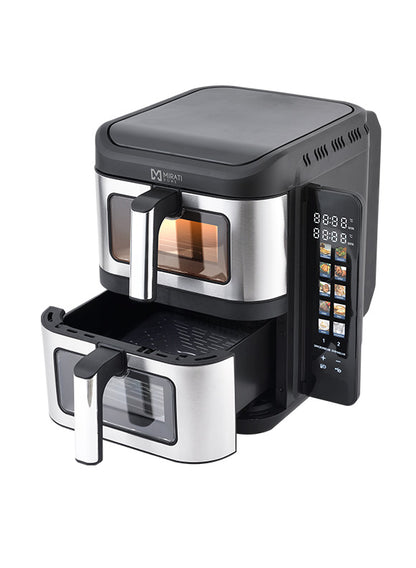 Freidora de Aire Doble MIRATI 11 Litros con 2 Canastas, Ventana Visible, Panel a Color y 1800W