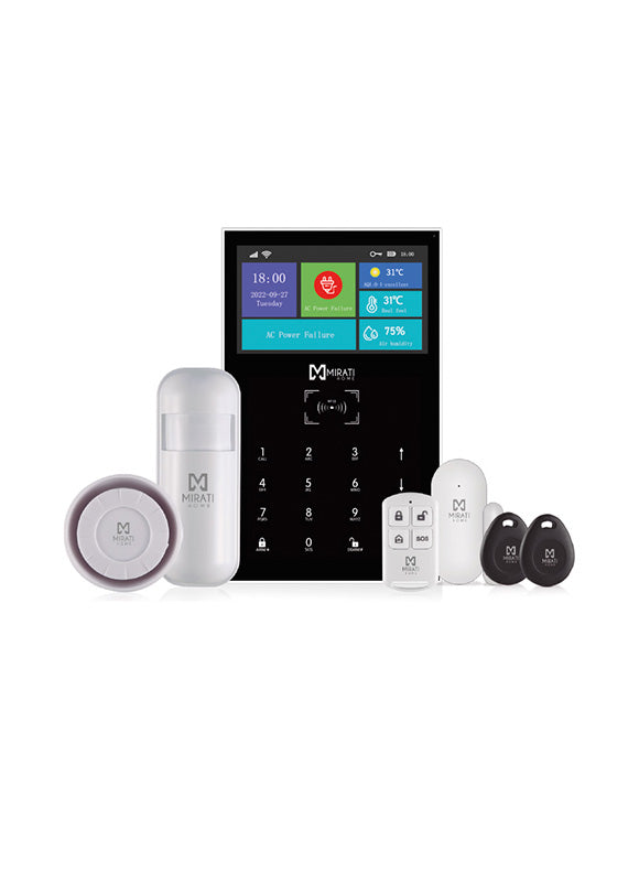 Kit de Alarma Integral SmartHome MIRATI WiFi y 4G con Panel Táctil, Sirena y Sensores de Seguridad