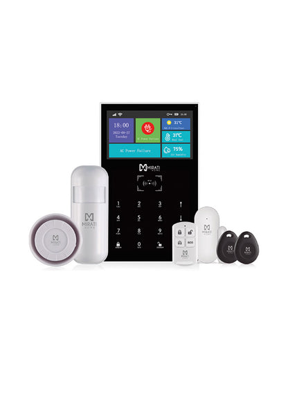Kit de Alarma Integral SmartHome MIRATI WiFi y 4G con Panel Táctil, Sirena y Sensores de Seguridad
