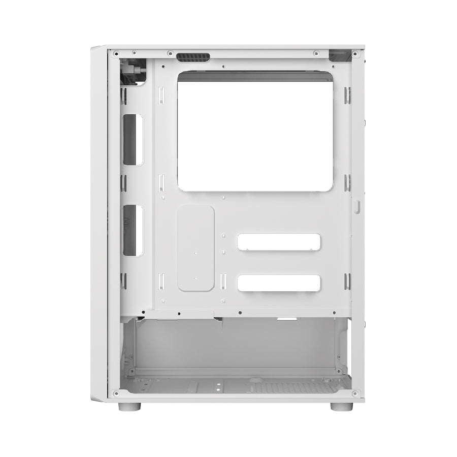 Gabinete Balam Rush Crystal Gm590cw – Media Torre, Cristal Templado Panorámico, Atx/m-atx, Usb-c, Blanco (White Edition)