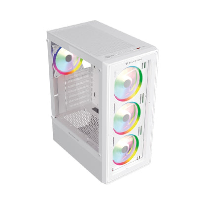 Gabinete Balam Rush Crystal Gm590cw – Media Torre, Cristal Templado Panorámico, Atx/m-atx, Usb-c, Blanco (White Edition)